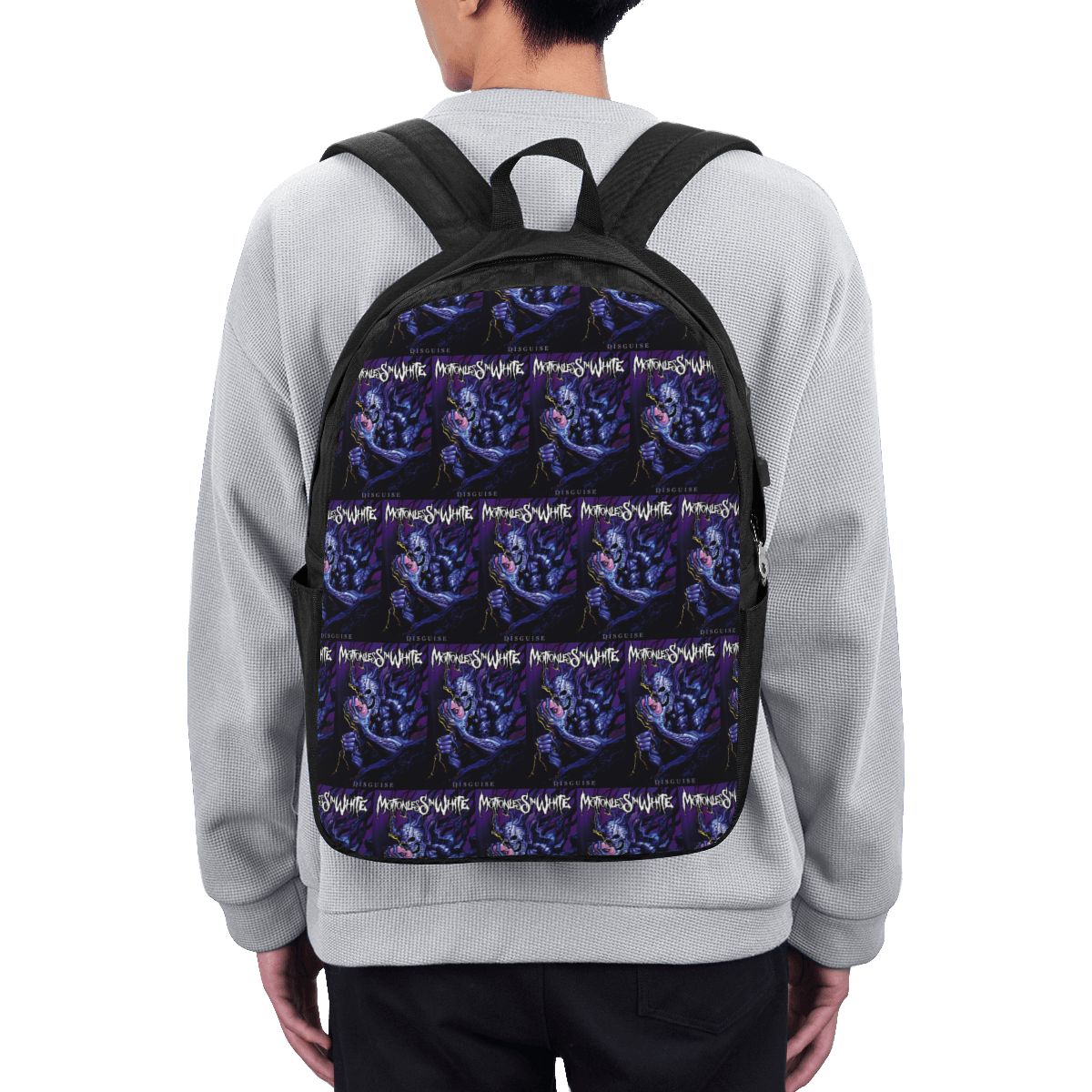 Womens Backpack - กระเป๋าเป้สะพายหลังสีขาว Motionless In White กระเป๋าใส่โน้ตบุ๊ค กระเป๋าคอมพิวเตอร์