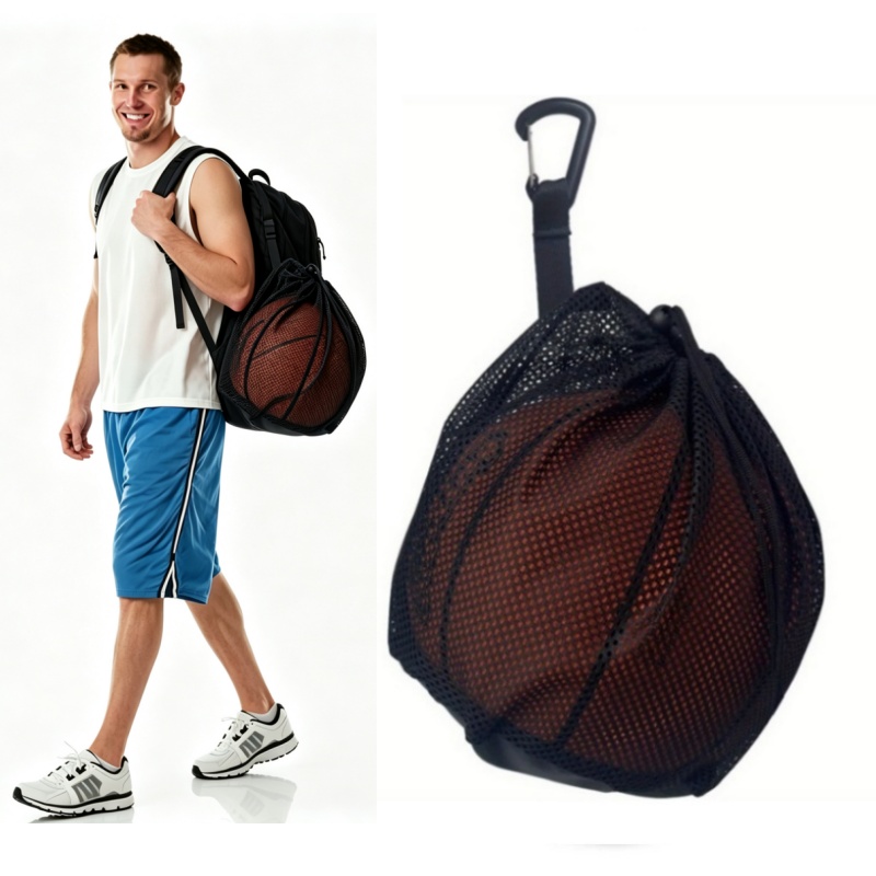 Mesh Net Bag - ﻿ กระเป๋าตาข่ายแบบพกพาสำหรับใส่ลูกบาสเก็ตบอล ฟุตบอล วอลเลย์บอล กระเป๋าเก็บลูกบอลสำหรับกีฬากลางแจ้ง ฝึกซ้อมทีม
