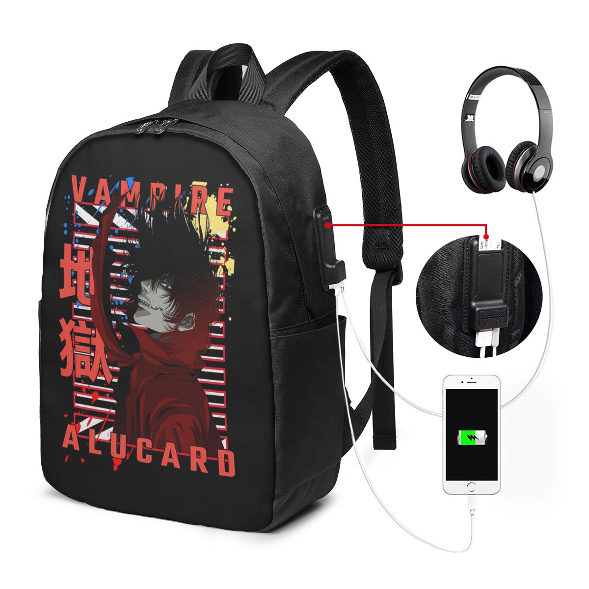 Womens Backpack - อัลคาคาร์ด เฮลซิง มังก้ากระเป๋าเป้สะพายหลังกระเป๋าใส่โน๊ตบุ๊คสำหรับเดินทางคอมพิวเตอร์กระเป๋านักเรียนนักศึกษากระเป๋าสะพายแล็ปท็อปสำหรับผู้ชายผู้หญิง