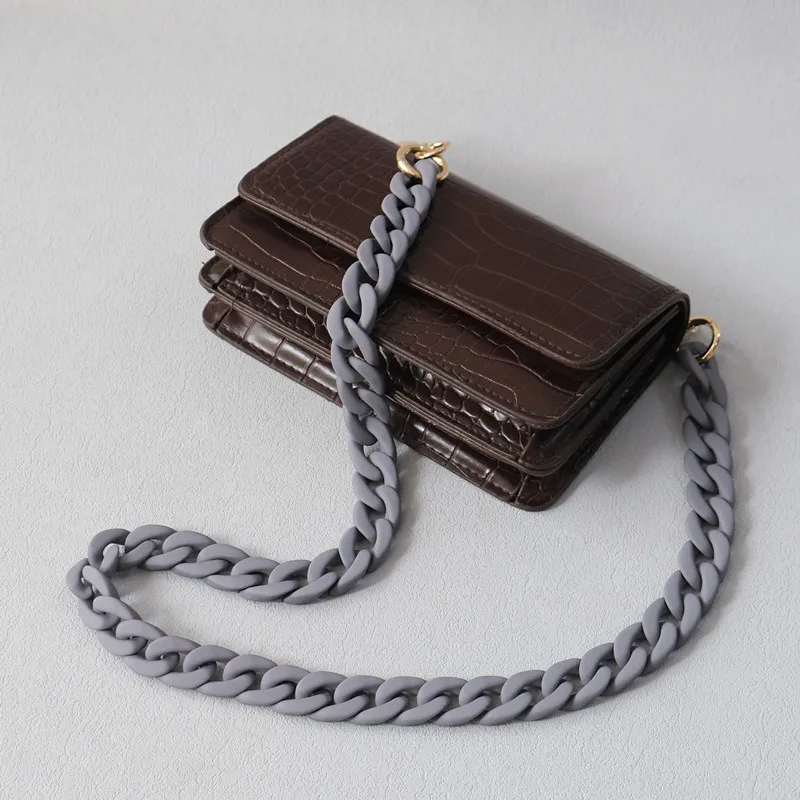 Women Bags Grey - สายคล้องกระเป๋าแฟชั่นใหม่สำหรับผู้หญิง แบบด้าน น่ารัก สีฟ้าเทา ทำจากเรซิ่น สายสะพายแบบด้าน