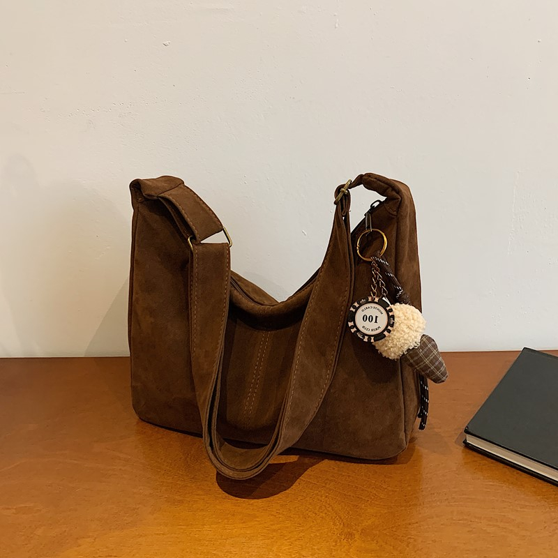 Women Bags Branded Sale - กระเป๋าสะพายไหล่หนังกลับเทียมสีพื้น ความจุเยอะ สไตล์เรโทร สำหรับผู้หญิง ลดราคา 2025