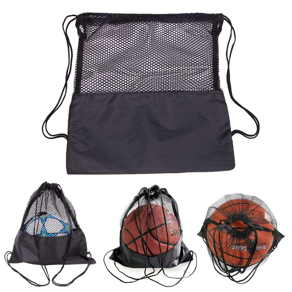 Mesh Net Bag - กระเป๋าตาข่ายใส่ลูกบาสเก็ตบอลแบบพกพาสีดำ ยี่ห้อ Oxford สำหรับเก็บลูกวอลเลย์บอล ลูกฟุตบอล