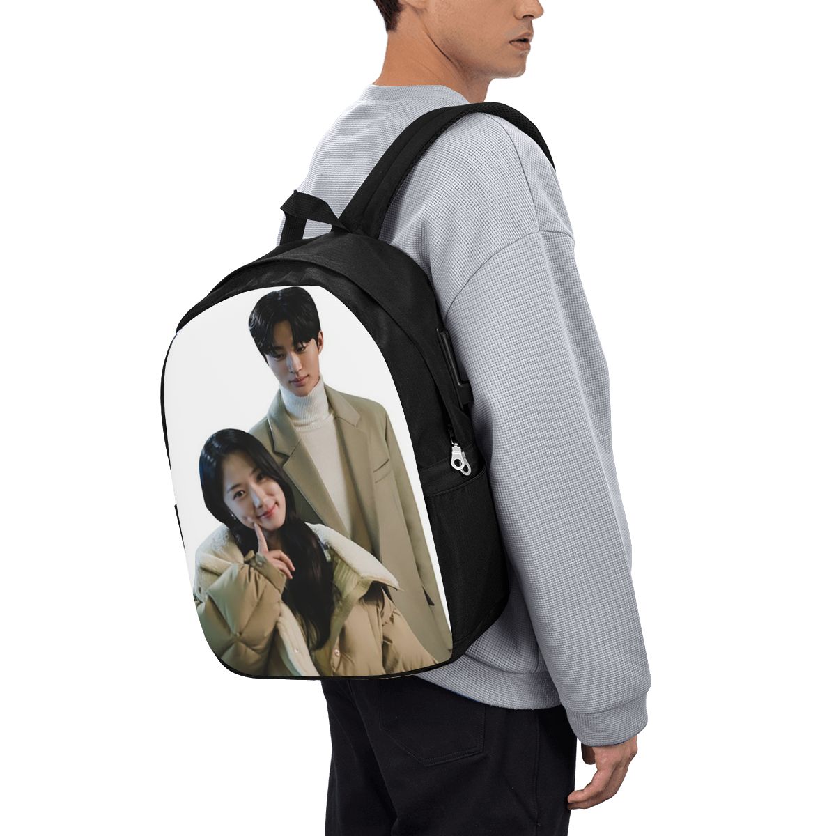 Womens Backpack - กระเป๋าเป้สะพายหลังลายแฟนอาร์ต Kdrama Lovely Runner สำหรับเดินทาง ใส่โน้ตบุ๊ก