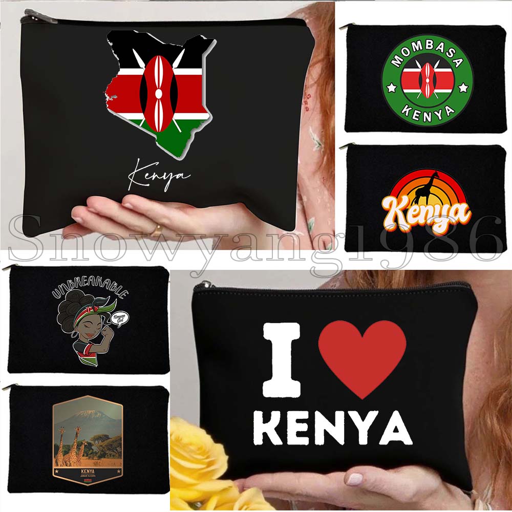 Women Bags Kenya - กระเป๋าเครื่องสำอางลายธงชาติเคนยา น่ารัก เหมาะสำหรับเดินทาง ของขวัญสำหรับผู้หญิง ครู นักเรียน