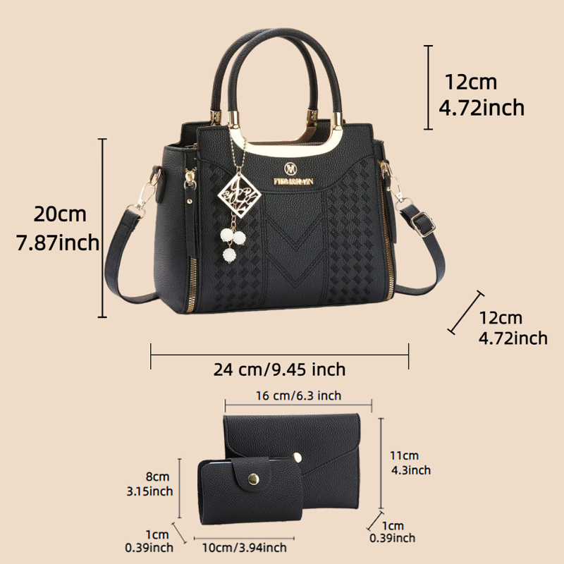 ชุดกระเป๋าถือ 3 ชิ้น ทำจากหนัง - Women'S Bags Everyday บทวิจารณ์และราคา