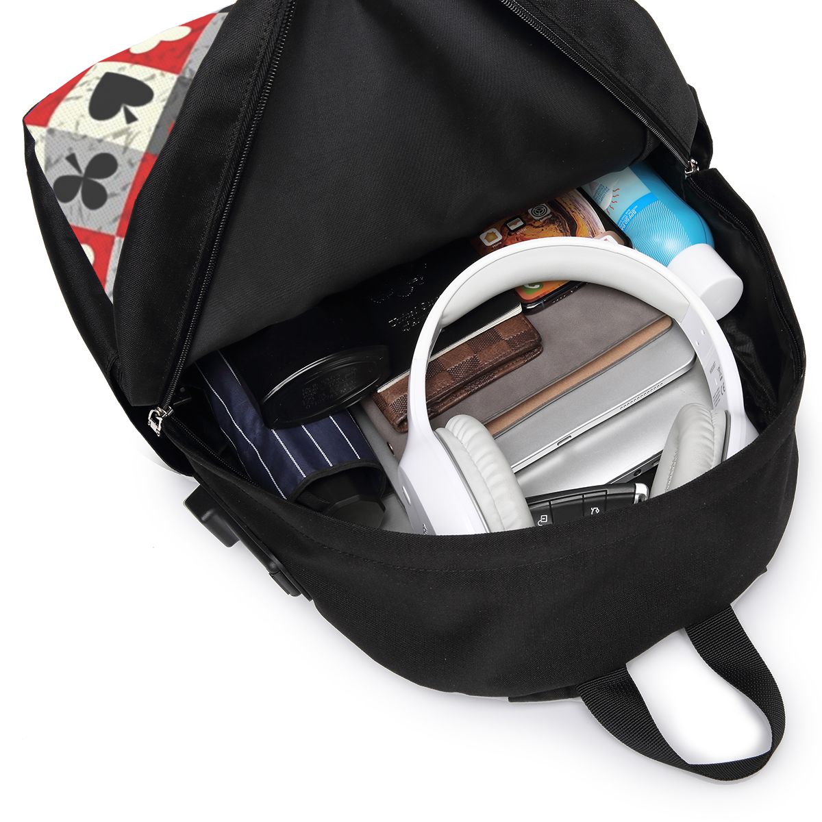 กระเป๋าเป้สะพายหลังลายไพ่โป๊กเ - Womens Backpack บทวิจารณ์และราคา