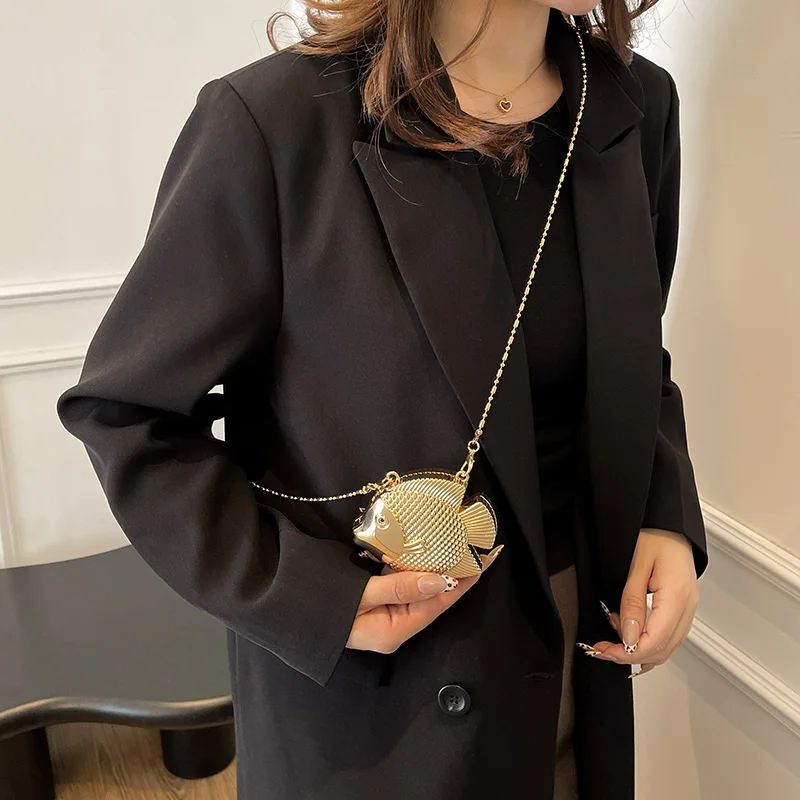 ปลาน้อยน่ารักรูปร่างโลหะมินิไห - Women'S Evening Bags บทวิจารณ์และราคา