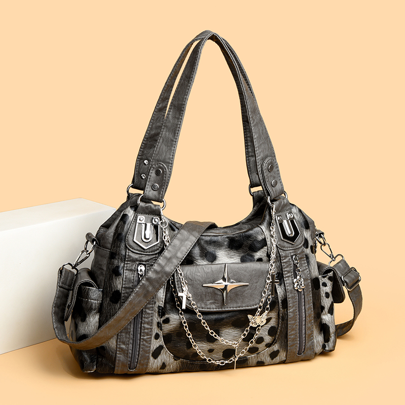 กระเป๋าสะพายลายเสือดาวสีเทา สไ - Women Bags Grey บทวิจารณ์และราคา