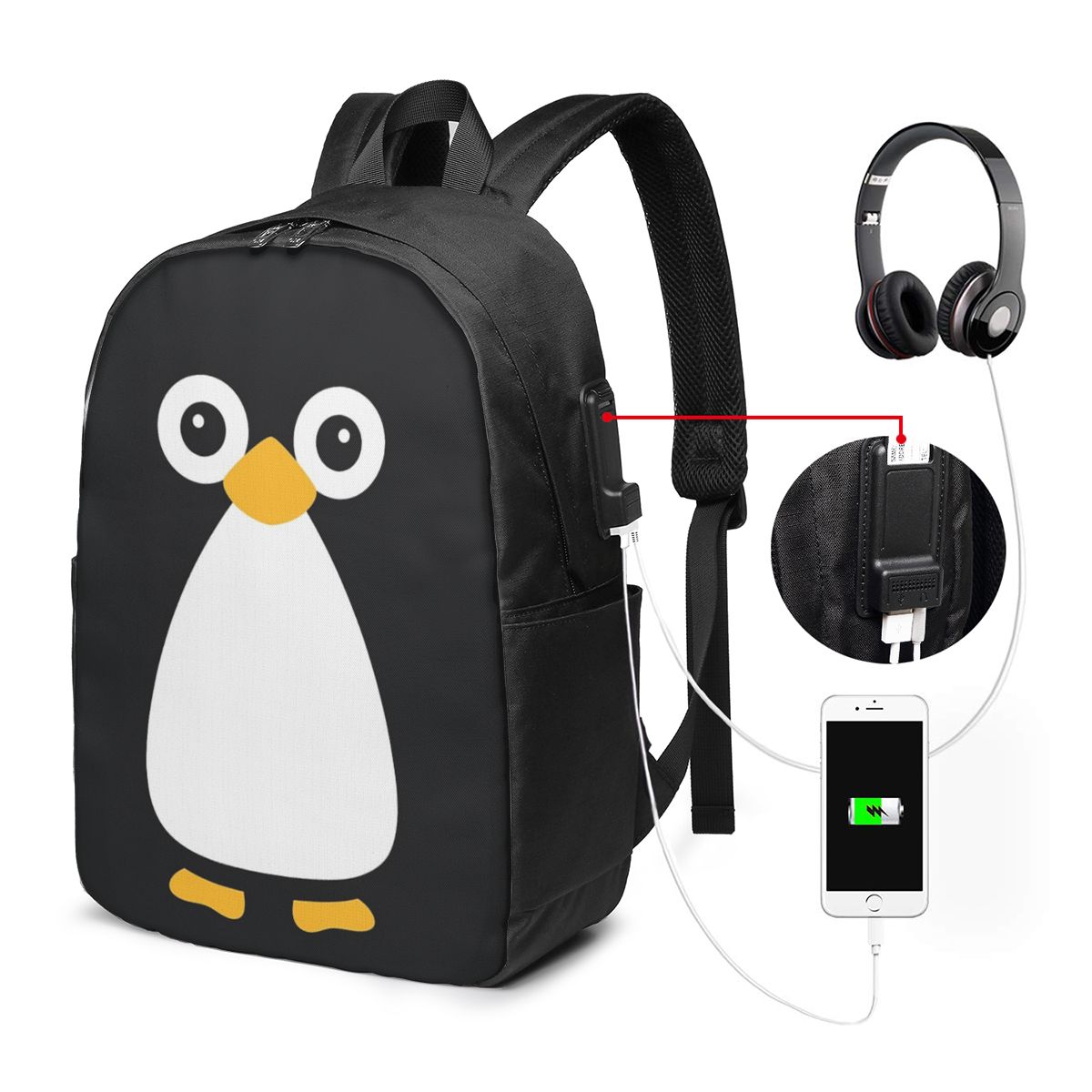 กระเป๋าเป้สะพายหลังลายเพนกวินน - Womens Backpack บทวิจารณ์และราคา