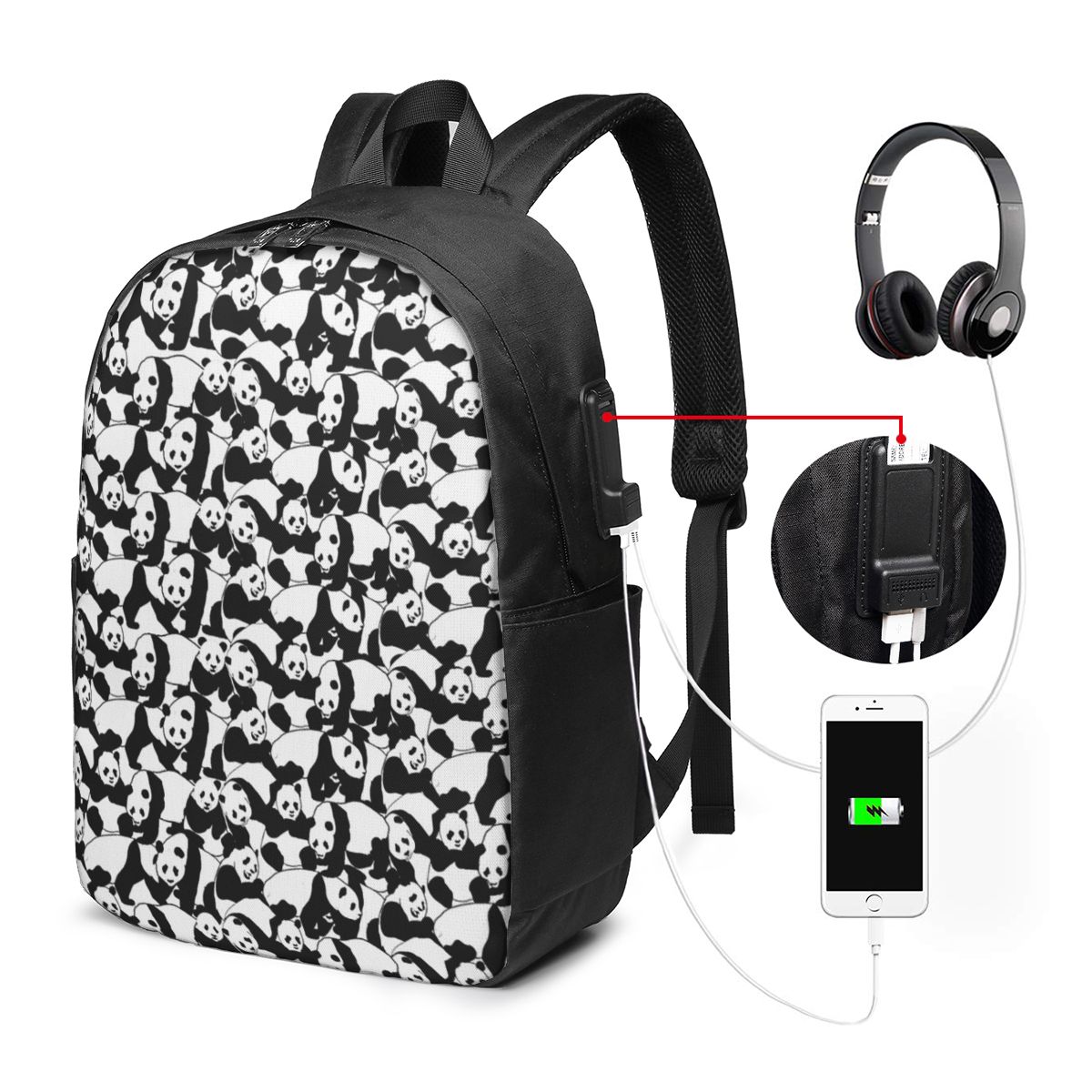 แพนด้าแพทเทิร์นกระเป๋าเป้สะพาย - Womens Backpack บทวิจารณ์และราคา
